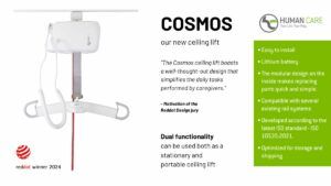 Discover the new ceiling lift, Cosmos, winner of Reddot Design Award 2024 Discover the new ceiling lift, Cosmos, winner of Reddot Design Award 2024